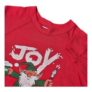 VTG Bassett Walker Womens L Christmas Sweatshirt Elf JOY Holiday Made In USA